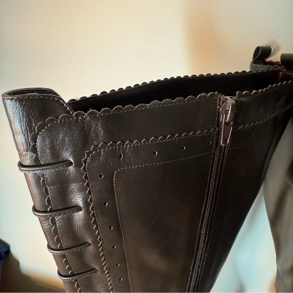 SILHOUETTES Brown Leather Knee High Zipper Boots Witchy Witch Kitten Victorian 9 - Picture 10 of 16